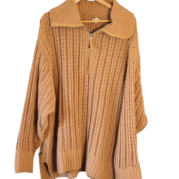 aerie Sweaters - Aerie Warm Tan Cowl Neck Sweater Quarter Zip Cozy Cabin Outdoor Oversize